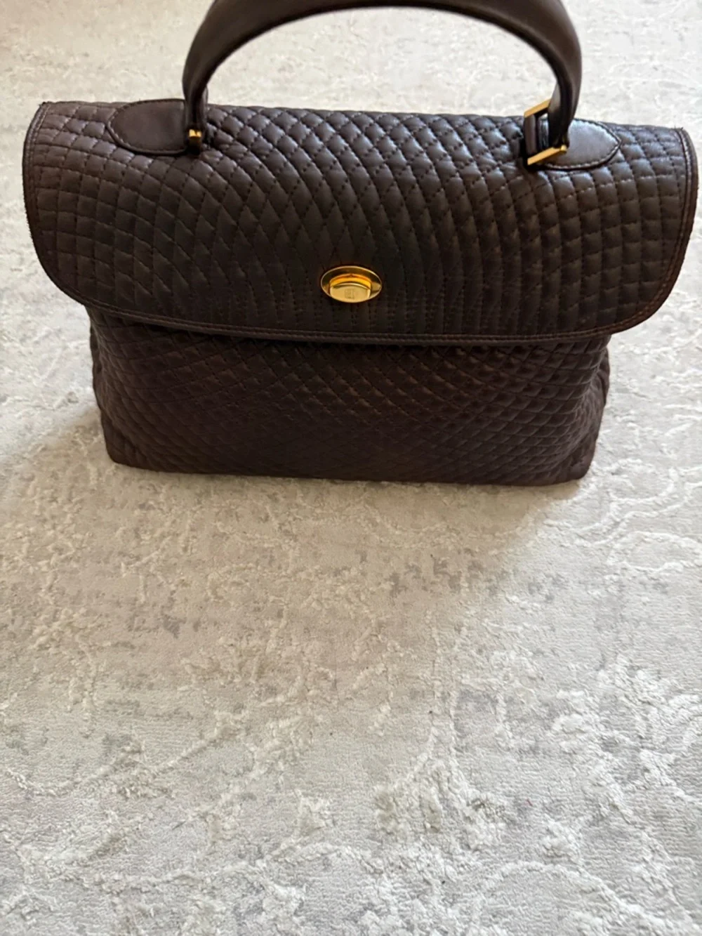 Bally Quilted Leather Satchel
Dark Brown with Gold Hardware - Picture 1 of 14